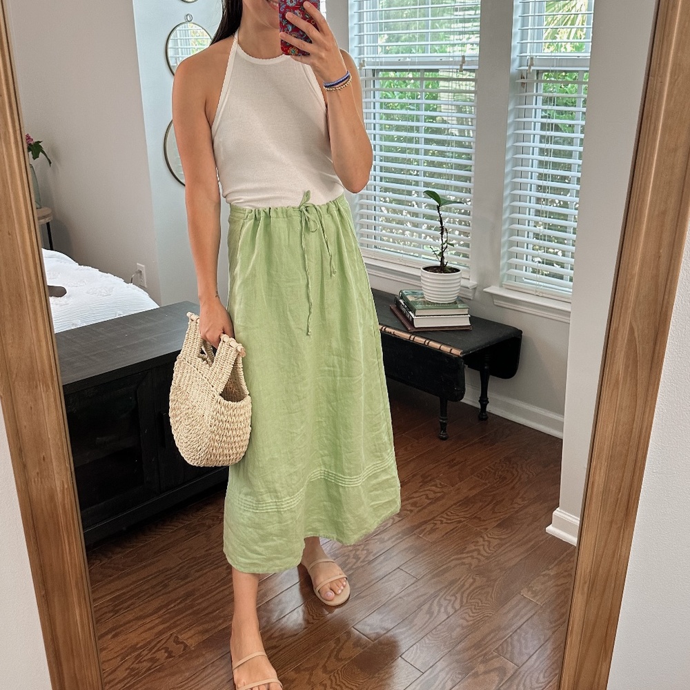Choices 100% linen skirt with drawstring - Picture 2 of 5